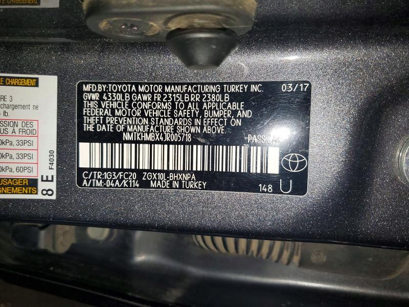 Продаж на аукціоні авто 2018 Toyota C-hr, vin: NMTKHMBX4JR005718, номер лоту: 62344026