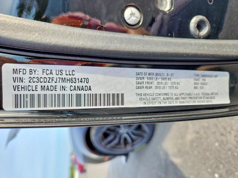 Aukcja sprzedaży 2021 Dodge Challenger, vin: 2C3CDZFJ7MH631470, numer aukcji: 61087766