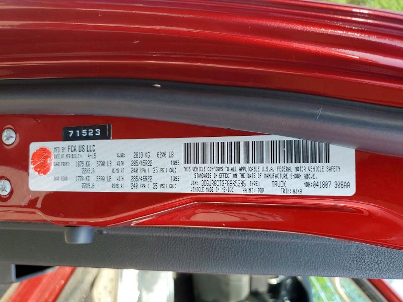 2015 Ram 1500 მანქანა იყიდება აუქციონზე, vin: 3C6JR6CT3FG665585, აუქციონის ნომერი: 60890156