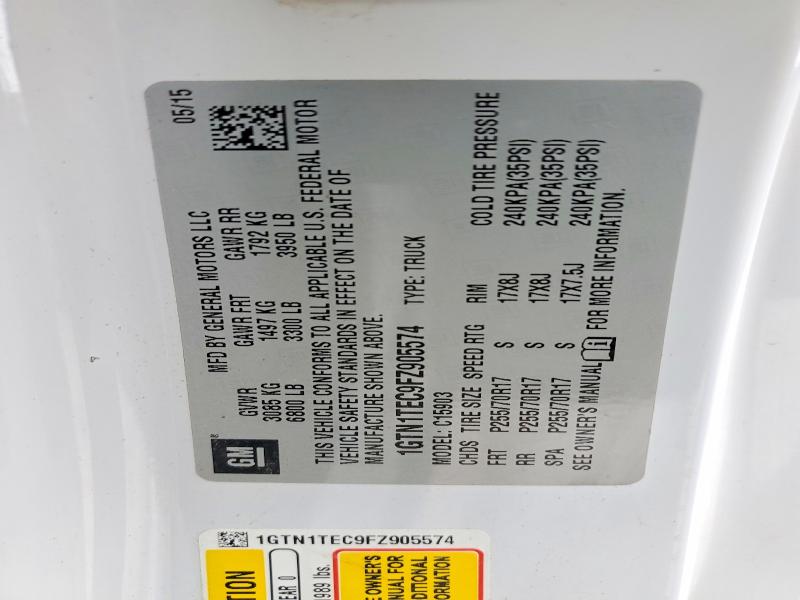 Aukcja sprzedaży 2015 Gmc Sierra, vin: 1GTN1TEC9FZ905574, numer aukcji: 61132886