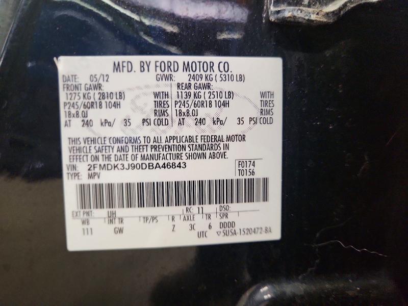 Продажа на аукционе авто 2013 Ford Edge, vin: 2FMDK3J90DBA46843, номер лота: 62744106