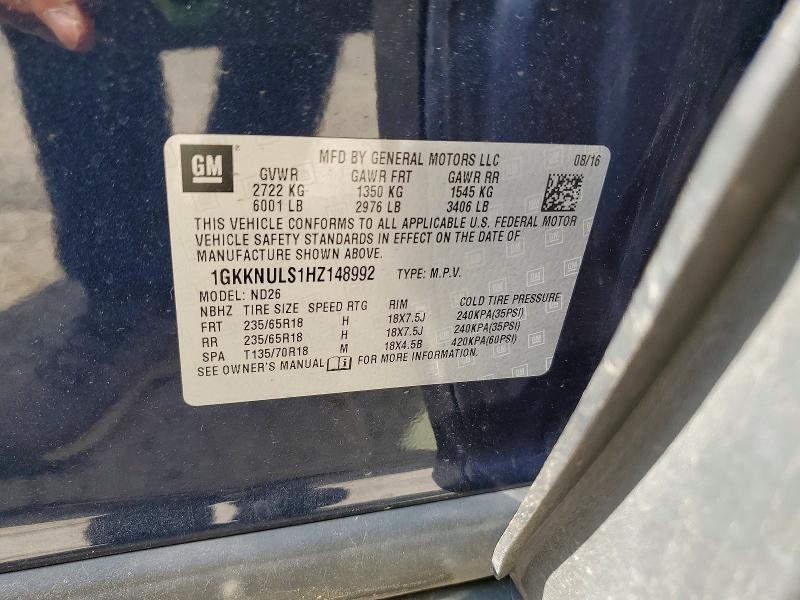 Aukcja sprzedaży 2017 Gmc Acadia, vin: 1GKKNULS1HZ148992, numer aukcji: 58999626
