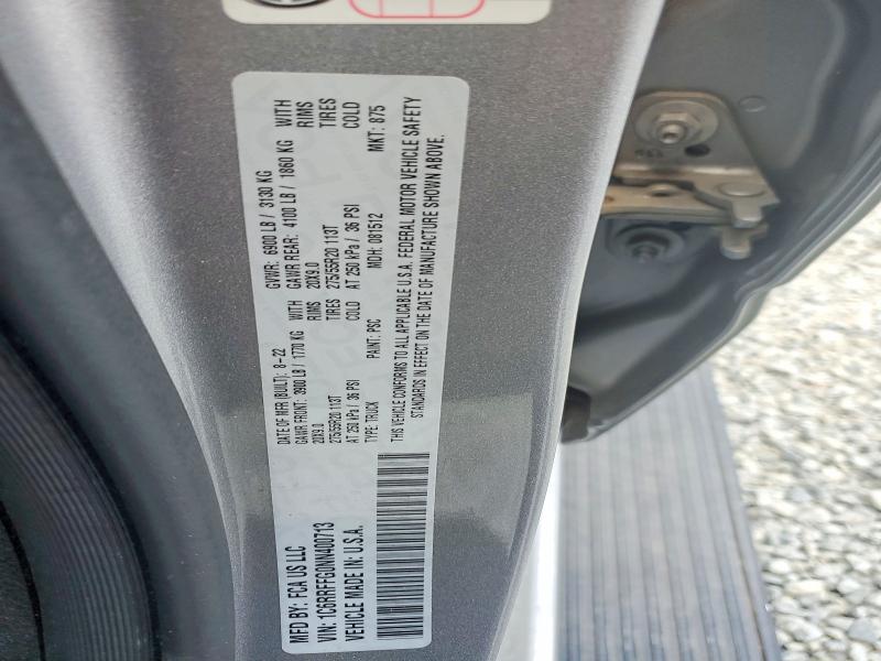 2022 Ram 1500 მანქანა იყიდება აუქციონზე, vin: 1C6RRFFG0NN400713, აუქციონის ნომერი: 61587896