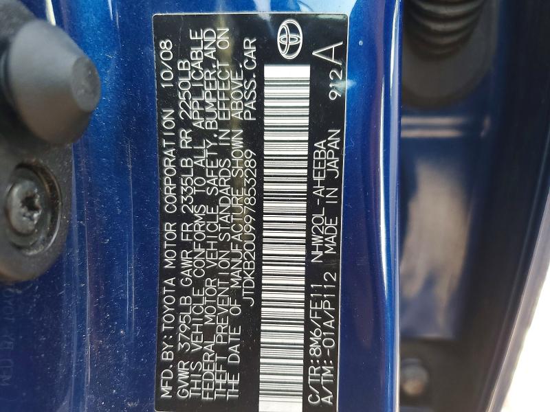 61305486 :رقم المزاد ، JTDKB20U997853289 vin ، 2009 Toyota Prius مزاد بيع