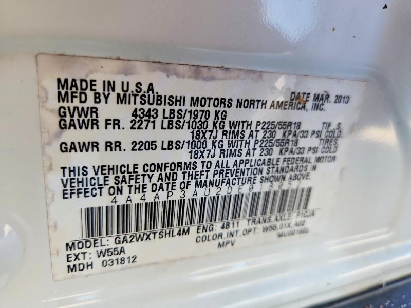 Продажа на аукционе авто 2013 Mitsubishi Outlander Sport, vin: 4A4AP3AU2DE018052, номер лота: 60066746