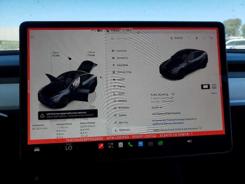 2023 Tesla Model Y მანქანა იყიდება აუქციონზე, vin: 7SAYGAEE9PF852600, აუქციონის ნომერი: 62628526