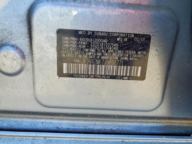Продаж на аукціоні авто 2018 Subaru Wrx, vin: JF1VA2M67J9831771, номер лоту: 60412356