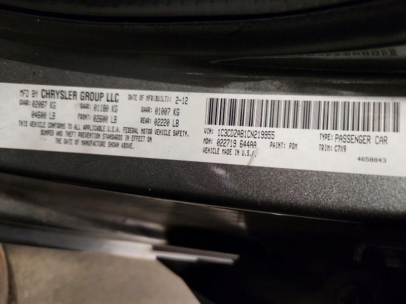 61788866 :رقم المزاد ، 1C3CDZAB1CN219955 vin ، 2012 Dodge Avenger مزاد بيع
