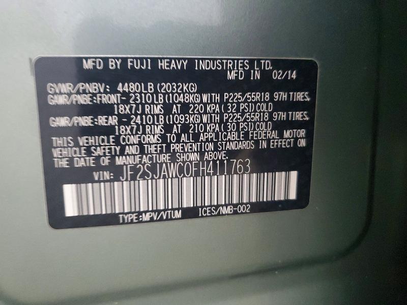 Aukcja sprzedaży 2015 Subaru Forester, vin: JF2SJAWC0FH411763, numer aukcji: 59649796