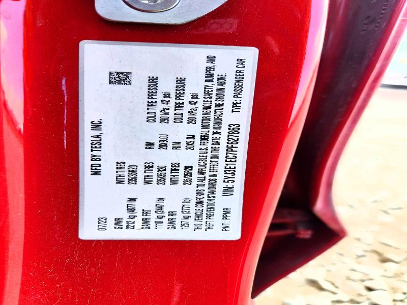 Aukcja sprzedaży 2023 Tesla Model 3, vin: 5YJ3E1EC7PF627863, numer aukcji: 61988056