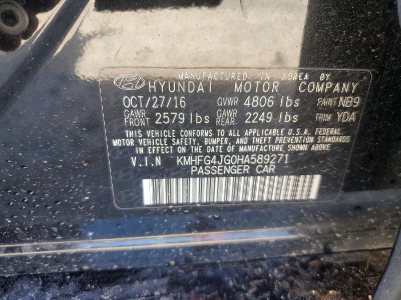 2017 Hyundai Azera მანქანა იყიდება აუქციონზე, vin: KMHFG4JG0HA589271, აუქციონის ნომერი: 61012116
