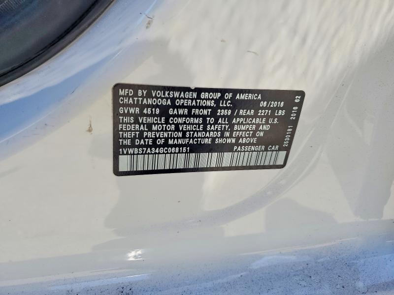 Aukcja sprzedaży 2016 Volkswagen Passat, vin: 1VWBS7A34GC068151, numer aukcji: 62540226