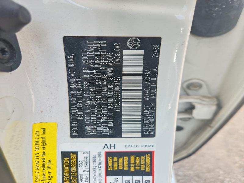 61117006 :رقم المزاد ، 4T1BD1EB5FU043792 vin ، 2015 Toyota Avalon Hybrid مزاد بيع