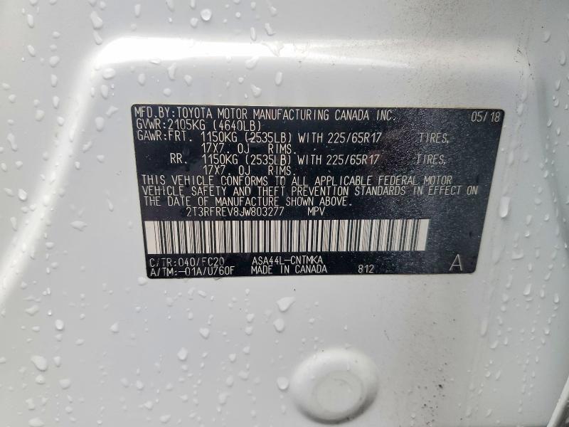 2018 Toyota Rav4 მანქანა იყიდება აუქციონზე, vin: 2T3RFREV8JW803277, აუქციონის ნომერი: 62668436