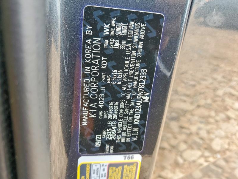 62912156 :رقم المزاد ، KNDJ23AU9N7812333 vin ، 2022 Kia Soul مزاد بيع
