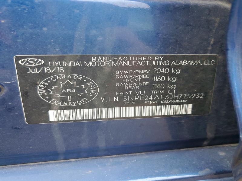 Aukcja sprzedaży 2018 Hyundai Sonata, vin: 5NPE24AF3JH725932, numer aukcji: 61419986