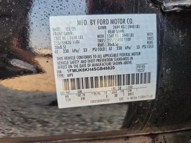 Aukcja sprzedaży 2025 Ford Explorer, vin: 1FMUK8KH4SGB48820, numer aukcji: 62960676