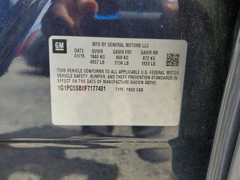 Продаж на аукціоні авто 2015 Chevrolet Cruze, vin: 1G1PC5SB0F7177481, номер лоту: 60434656