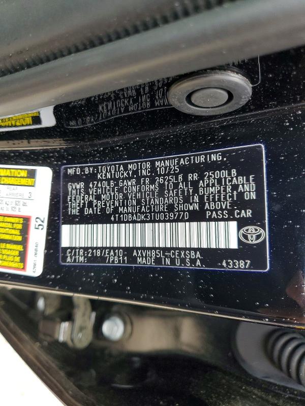Aukcja sprzedaży 2026 Toyota Camry, vin: 4T1DBADK3TU039770, numer aukcji: 59395986