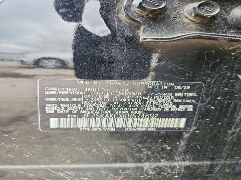 Aukcja sprzedaży 2019 Subaru Forester, vin: JF2SKAKCXKH574692, numer aukcji: 62499226