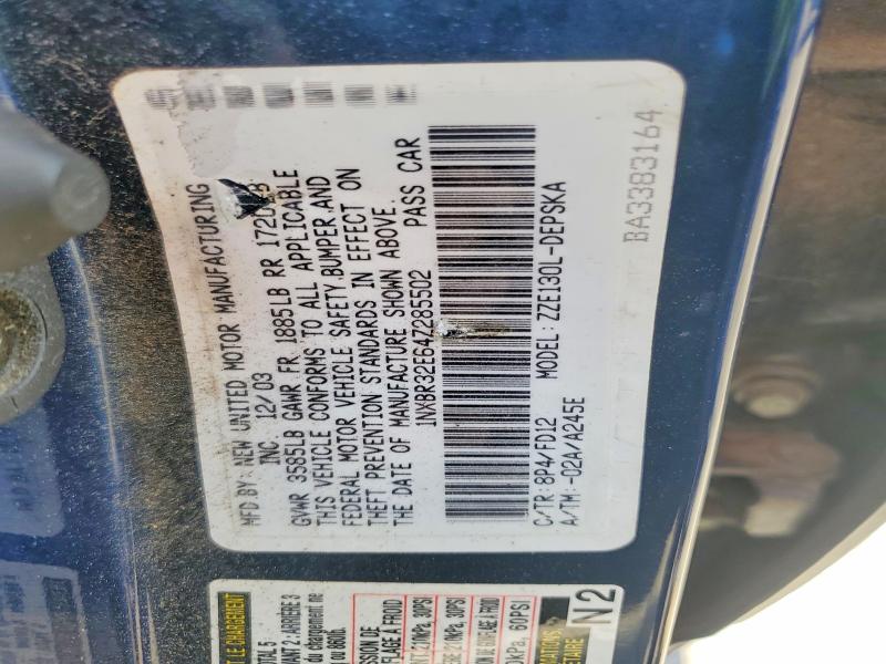 Продаж на аукціоні авто 2004 Toyota Corolla, vin: 1NXBR32E64Z285502, номер лоту: 60459096