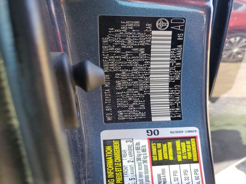 60640836 :رقم المزاد ، 2T1BPRHE1EC218177 vin ، 2014 Toyota Corolla مزاد بيع