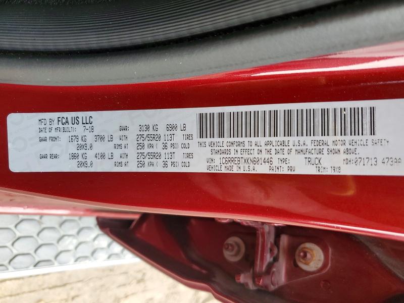 61587456 :رقم المزاد ، 1C6RREBTXKN601446 vin ، 2019 Ram 1500 مزاد بيع