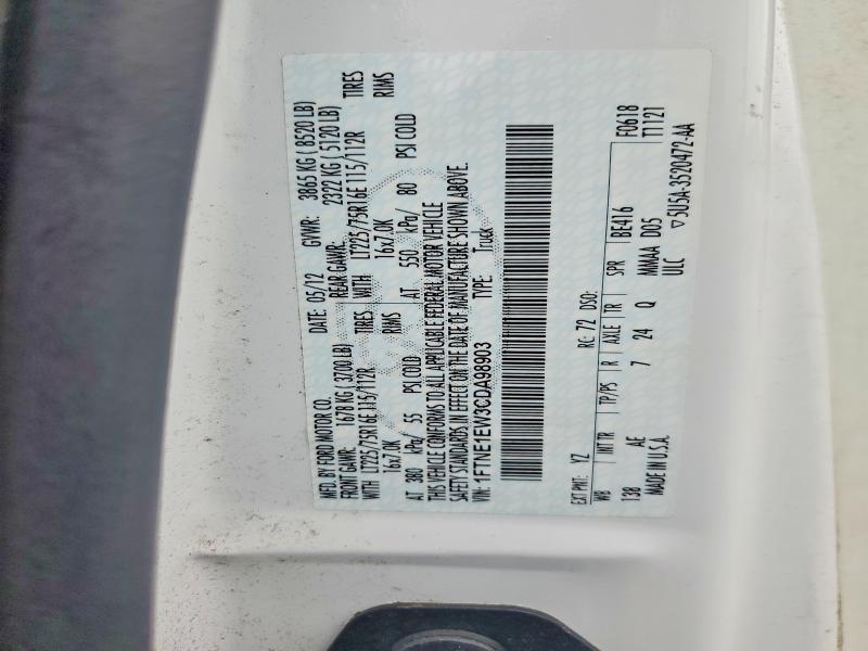 59844996 :رقم المزاد ، 1FTNE1EW3CDA98903 vin ، 2012 Ford Econoline مزاد بيع