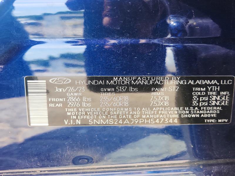 Продажа на аукционе авто 2023 Hyundai Santa Fe, vin: 5NMS24AJ9PH547344, номер лота: 62109576