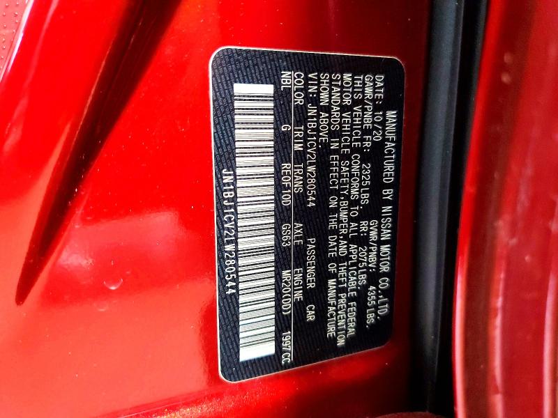 61528766 :رقم المزاد ، JN1BJ1CV2LW280544 vin ، 2020 Nissan Rogue Sport مزاد بيع