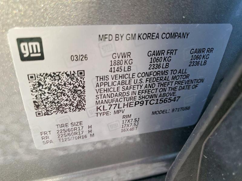 Продаж на аукціоні авто 2026 Chevrolet Trax, vin: KL77LHEP9TC156547, номер лоту: 61985126
