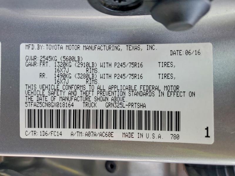 Продажа на аукционе авто 2016 Toyota Tacoma, vin: 5TFAZ5CN8GX018164, номер лота: 62574726