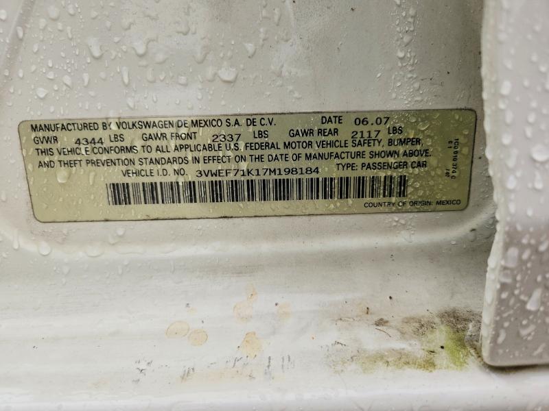 62161546 :رقم المزاد ، 3VWEF71K17M198184 vin ، 2007 Volkswagen Jetta مزاد بيع