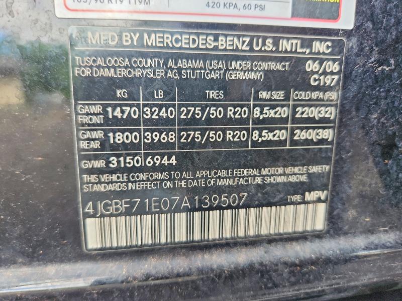 Aukcja sprzedaży 2007 Mercedes-benz 450 Sl, vin: 4JGBF71E07A139507, numer aukcji: 60705016