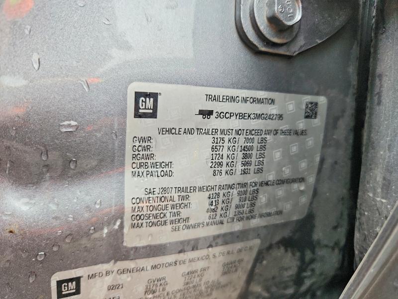 60428526 :رقم المزاد ، 3GCPYBEK3MG242795 vin ، 2021 Chevrolet Silverado مزاد بيع