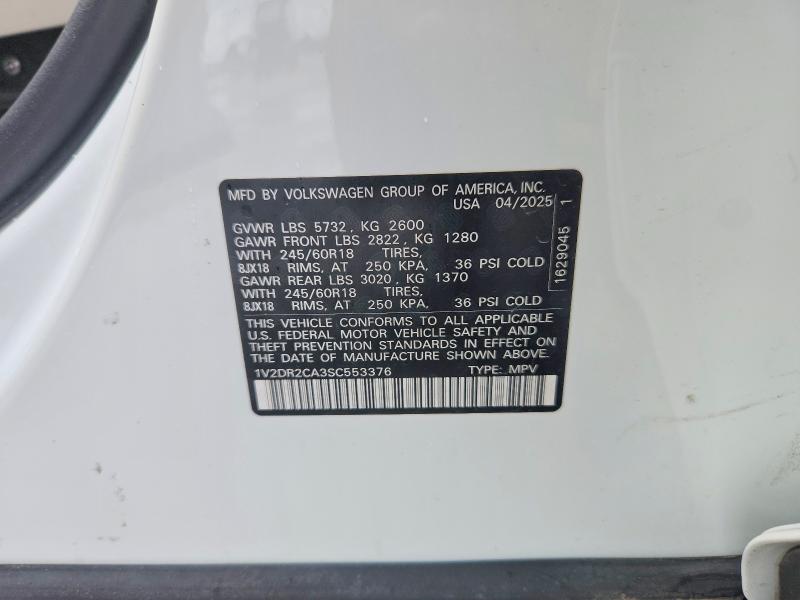 Продаж на аукціоні авто 2025 Volkswagen Atlas, vin: 1V2DR2CA3SC553376, номер лоту: 60685426