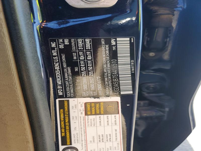 2014 Mercedes-benz Ml მანქანა იყიდება აუქციონზე, vin: 4JGDA5JB7EA416510, აუქციონის ნომერი: 61362936