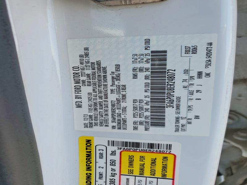 Продаж на аукціоні авто 2014 Ford Fusion, vin: 3FA6P0PU8ER248072, номер лоту: 63311316