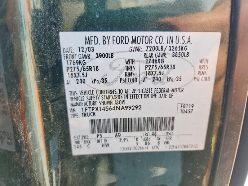 Aukcja sprzedaży 2004 Ford F150, vin: 1FTPX14564NA99292, numer aukcji: 61703766