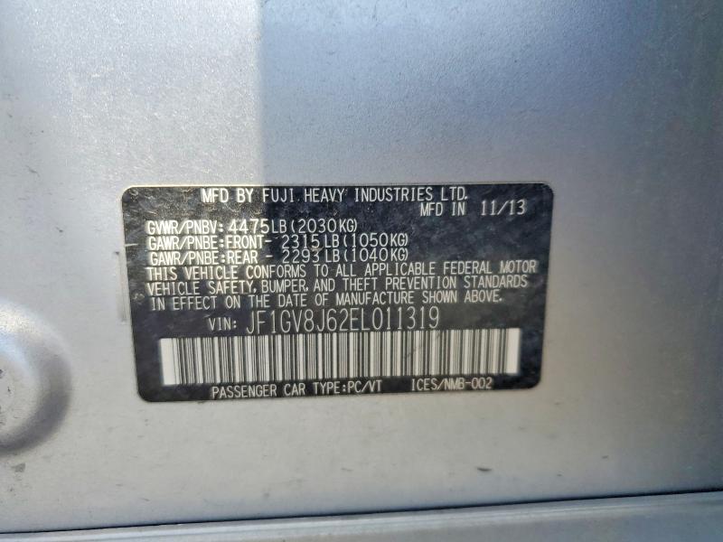Продажа на аукционе авто 2014 Subaru Impreza, vin: JF1GV8J62EL011319, номер лота: 59853296