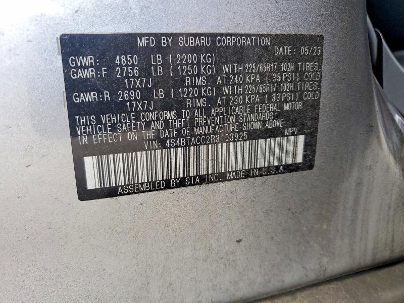Aukcja sprzedaży 2024 Subaru Outback, vin: 4S4BTACC2R3103925, numer aukcji: 60270306