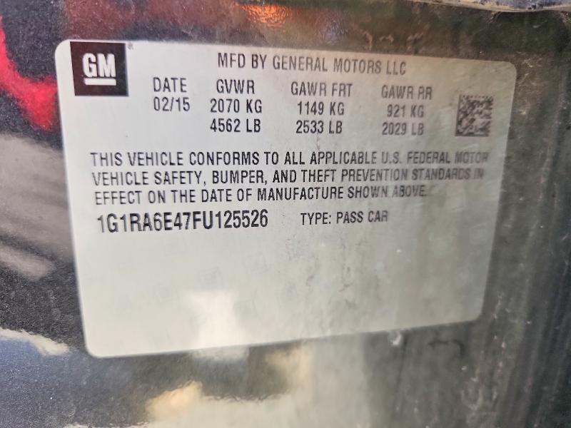 62694236 :رقم المزاد ، 1G1RA6E47FU125526 vin ، 2015 Chevrolet Volt مزاد بيع