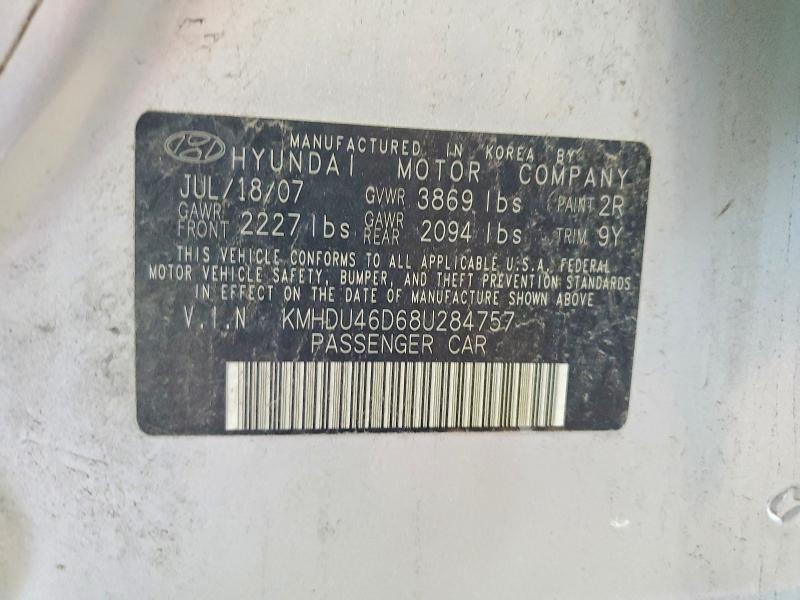 62611966 :رقم المزاد ، KMHDU46D68U284757 vin ، 2008 Hyundai Elantra مزاد بيع