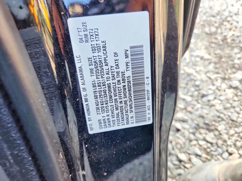 Aukcja sprzedaży 2017 Honda Odyssey, vin: 5FNRL5H34HB025815, numer aukcji: 62460106