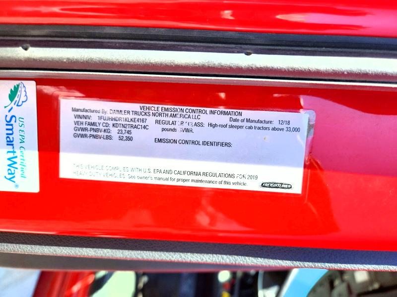Продаж на аукціоні авто 2019 Freightliner Cascadia 126, vin: 1FUJHHDR1KLKE4167, номер лоту: 60688116