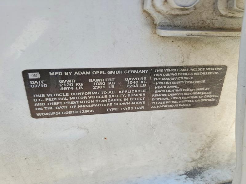 59811406 :رقم المزاد ، W04GP5EC0B1012988 vin ، 2011 Buick Regal مزاد بيع