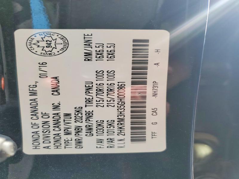 Aukcja sprzedaży 2016 Honda Cr-v, vin: 2HKRM3H35GH000861, numer aukcji: 59677606