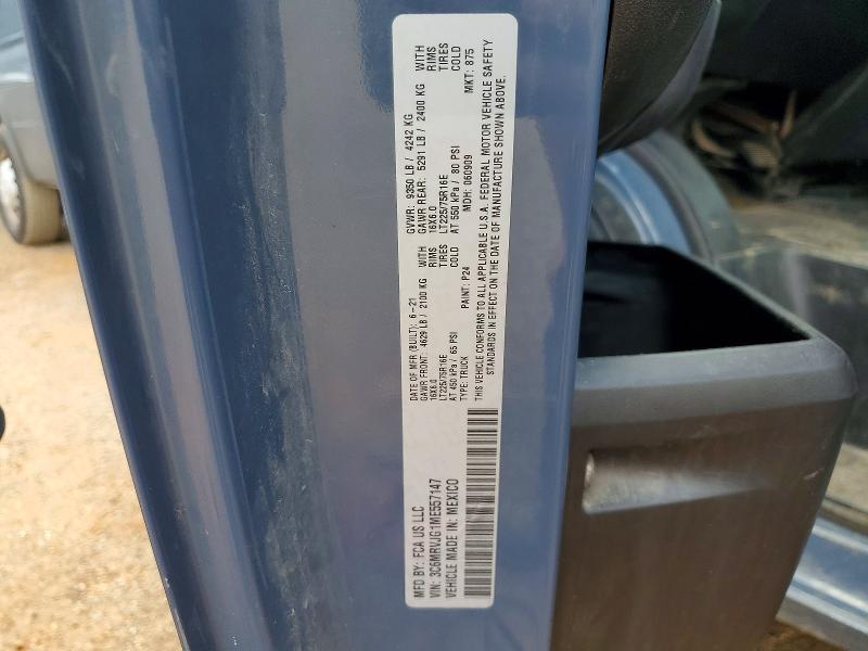 63189986 :رقم المزاد ، 3C6MRVJG1ME557147 vin ، 2021 Ram Promaster 3500 مزاد بيع