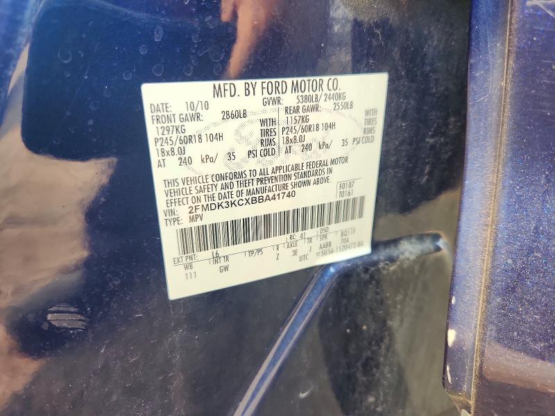 2011 Ford Edge მანქანა იყიდება აუქციონზე, vin: 2FMDK3KCXBBA41740, აუქციონის ნომერი: 61393476