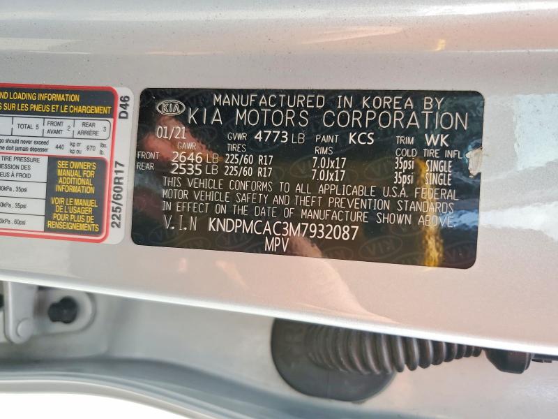 Aukcja sprzedaży 2021 Kia Sportage, vin: KNDPMCAC3M7932087, numer aukcji: 60577836